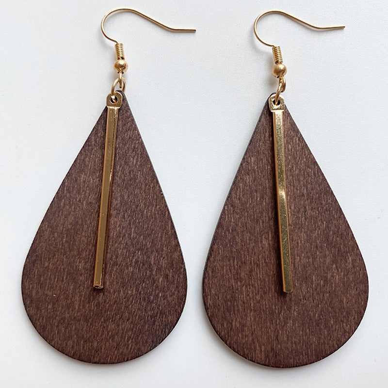 Bohemian Wooden Metal Simple Earrings