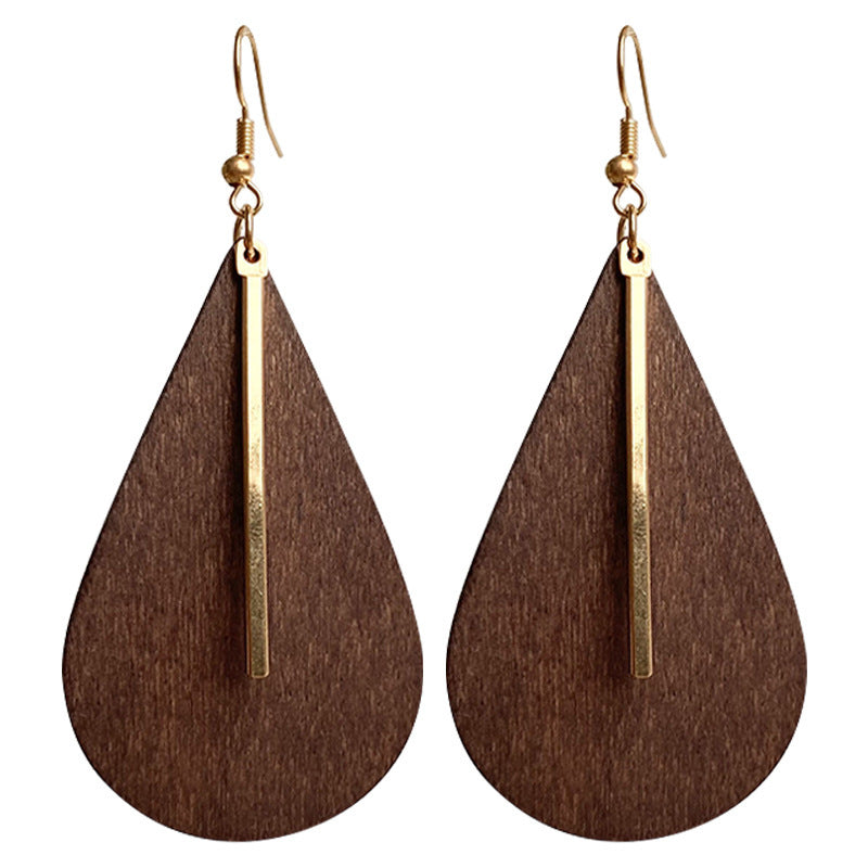Bohemian Wooden Metal Simple Earrings