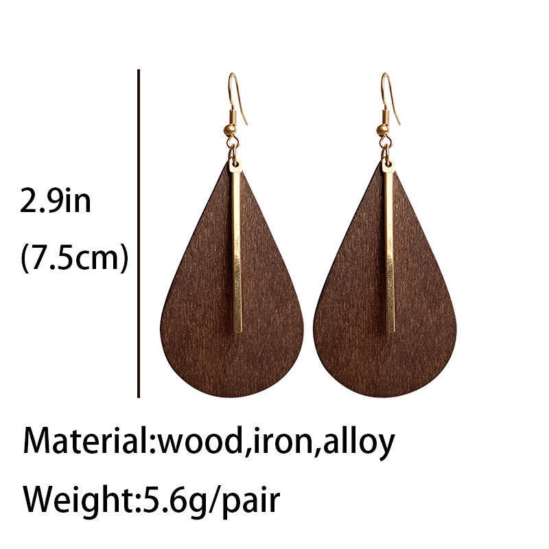 Bohemian Wooden Metal Simple Earrings