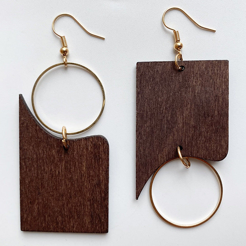 Bohemian Wooden Metal Simple Earrings
